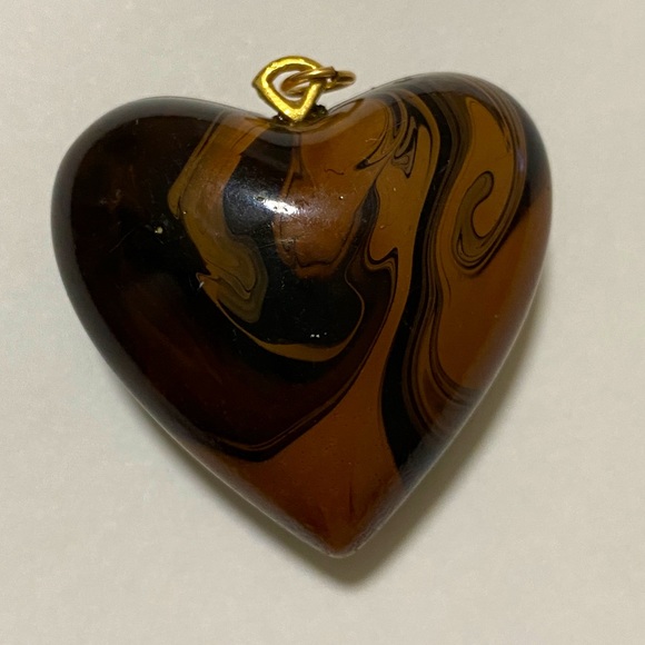 Polished Agate Heart Pendant Brown Swirl - Pendant Only - Picture 2 of 2